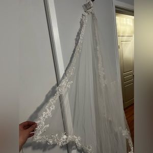 Gorgeous lace lined wedding veil